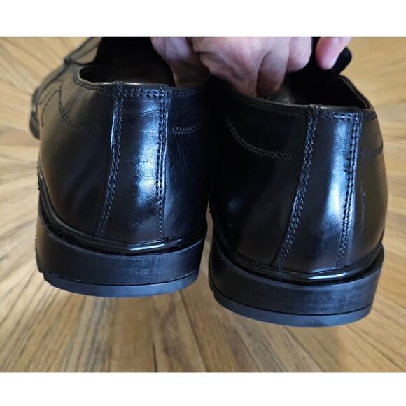 Bacco Bucci Black Leather Square-toe Loafers, Made in Italy, size 10 1/2